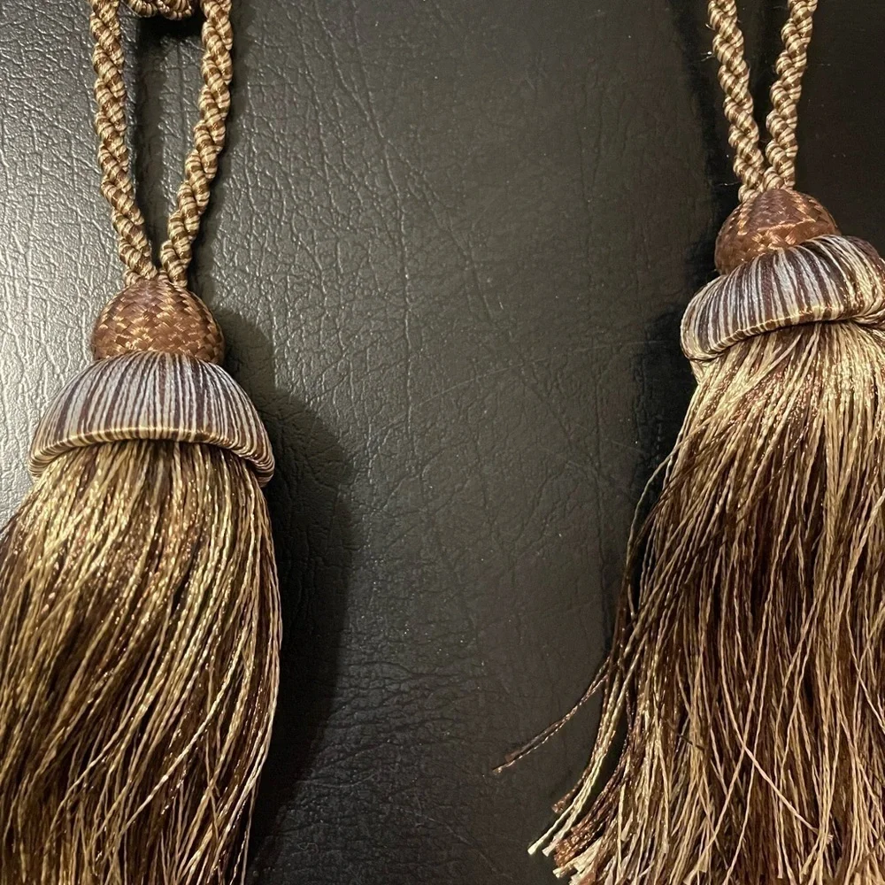 2Pc Tassel Tieback gold bronze curtain ties